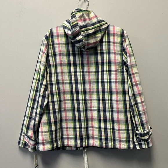 Merona Pastel Plaid Cotton Hooded Anorak Jacket —Women’s XXL (Fits L/XL) *READ* - Picture 4 of 12